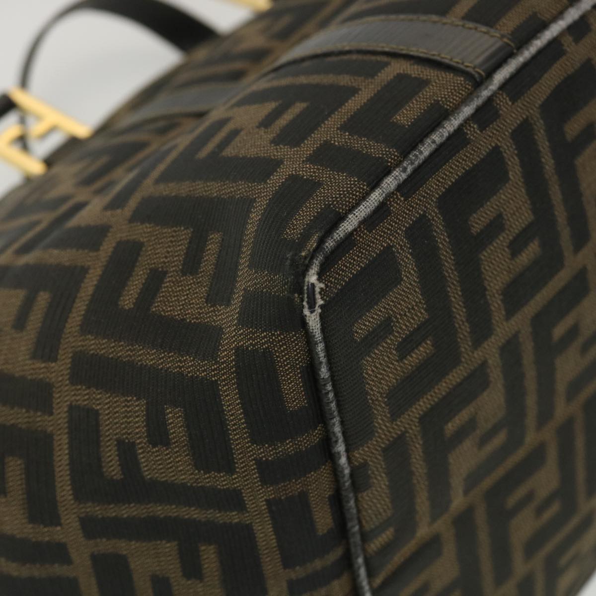 FENDI Zucca Canvas Hand Bag Black Brown 38724