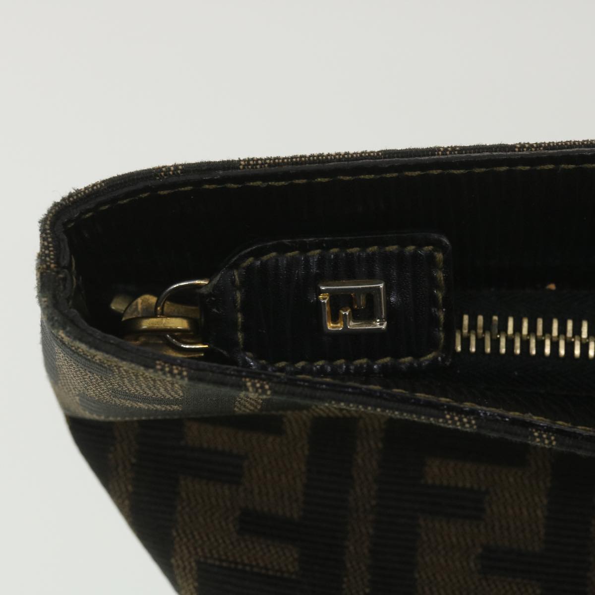 FENDI Zucca Canvas Hand Bag Black Brown 38724