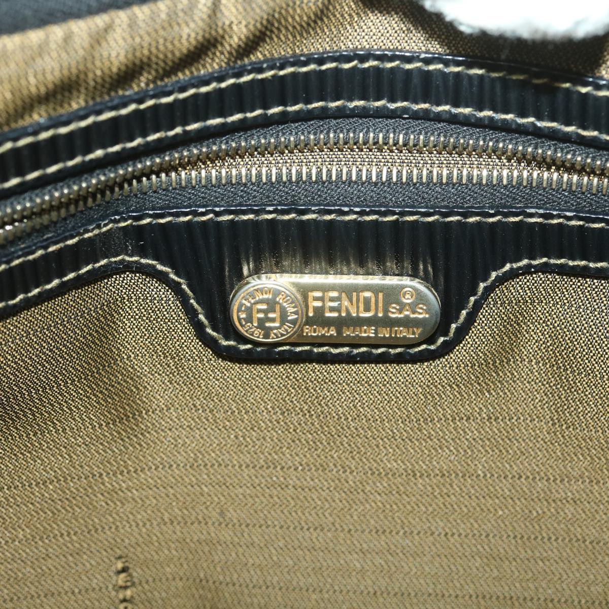 FENDI Zucca Canvas Hand Bag Black Brown 38724