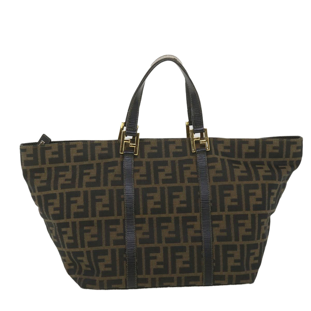 FENDI Zucca Canvas Hand Bag Black Brown 38724