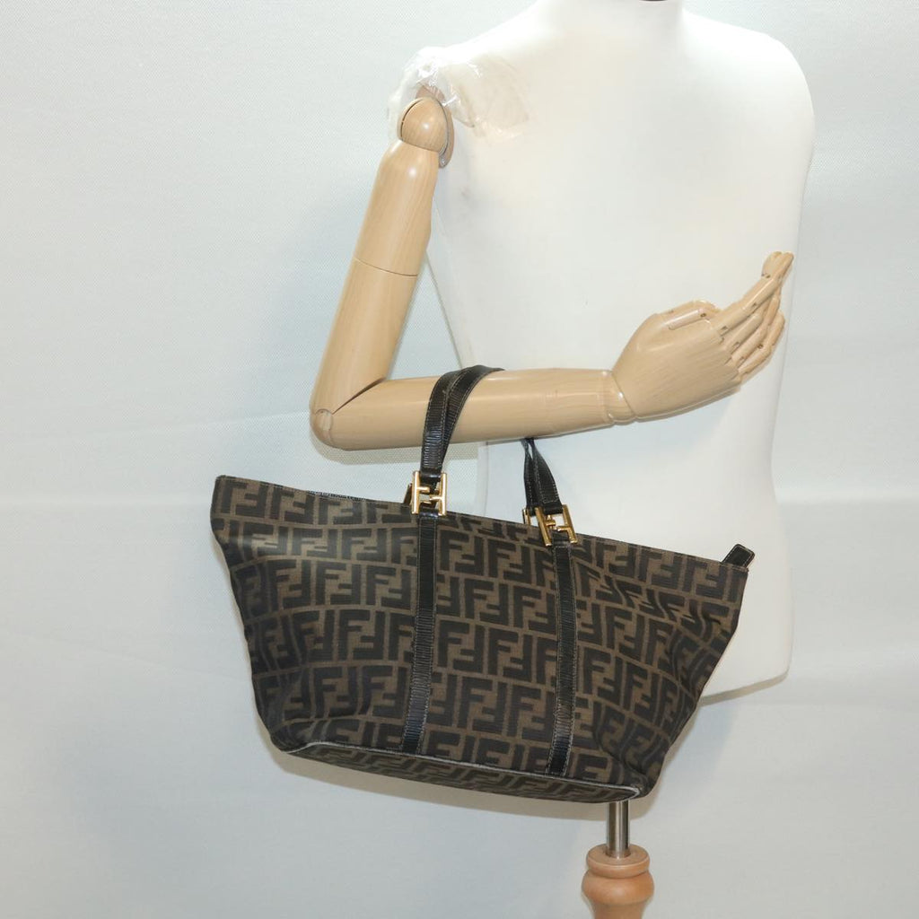FENDI Zucca Canvas Hand Bag Black Brown 38724