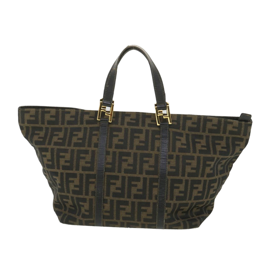 FENDI Zucca Canvas Hand Bag Black Brown 38724