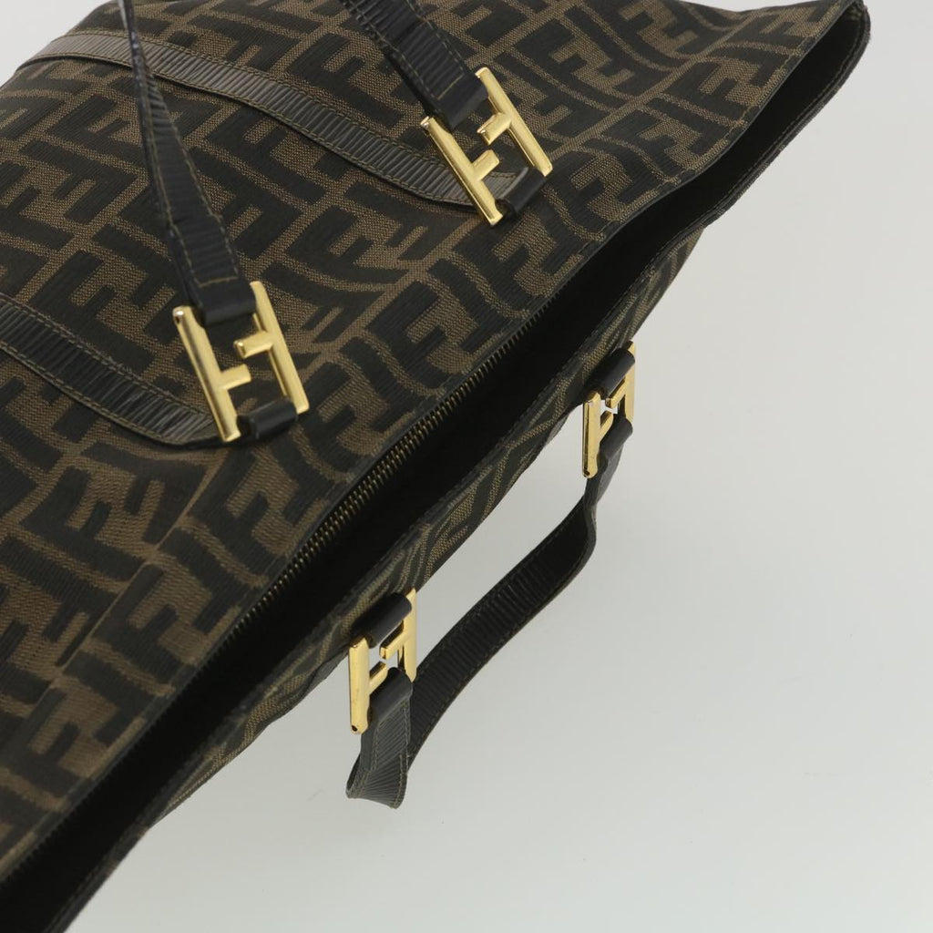 FENDI Zucca Canvas Hand Bag Black Brown 38724