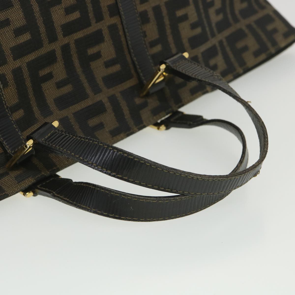 FENDI Zucca Canvas Hand Bag Black Brown 38724