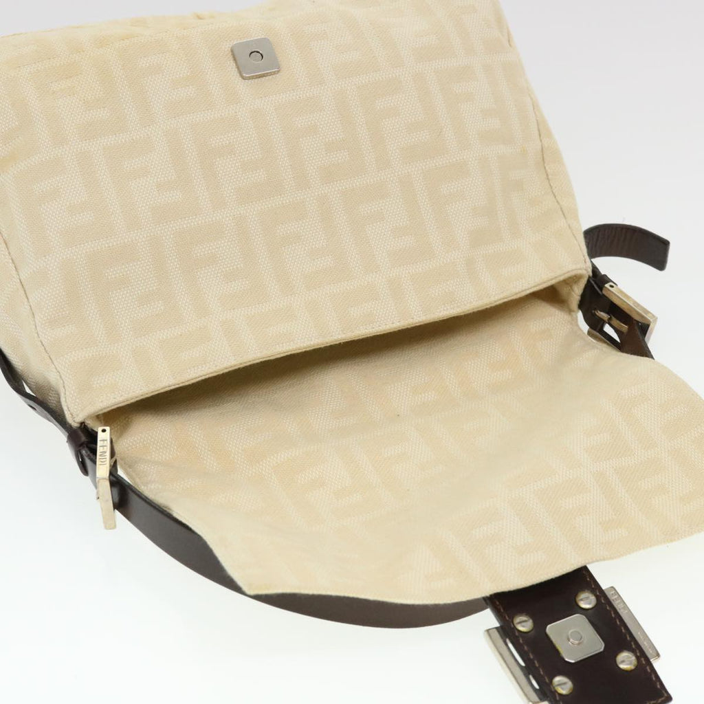 FENDI Zucca Canvas Mamma Baguette Shoulder Bag Cream 2119 26325 009 38788