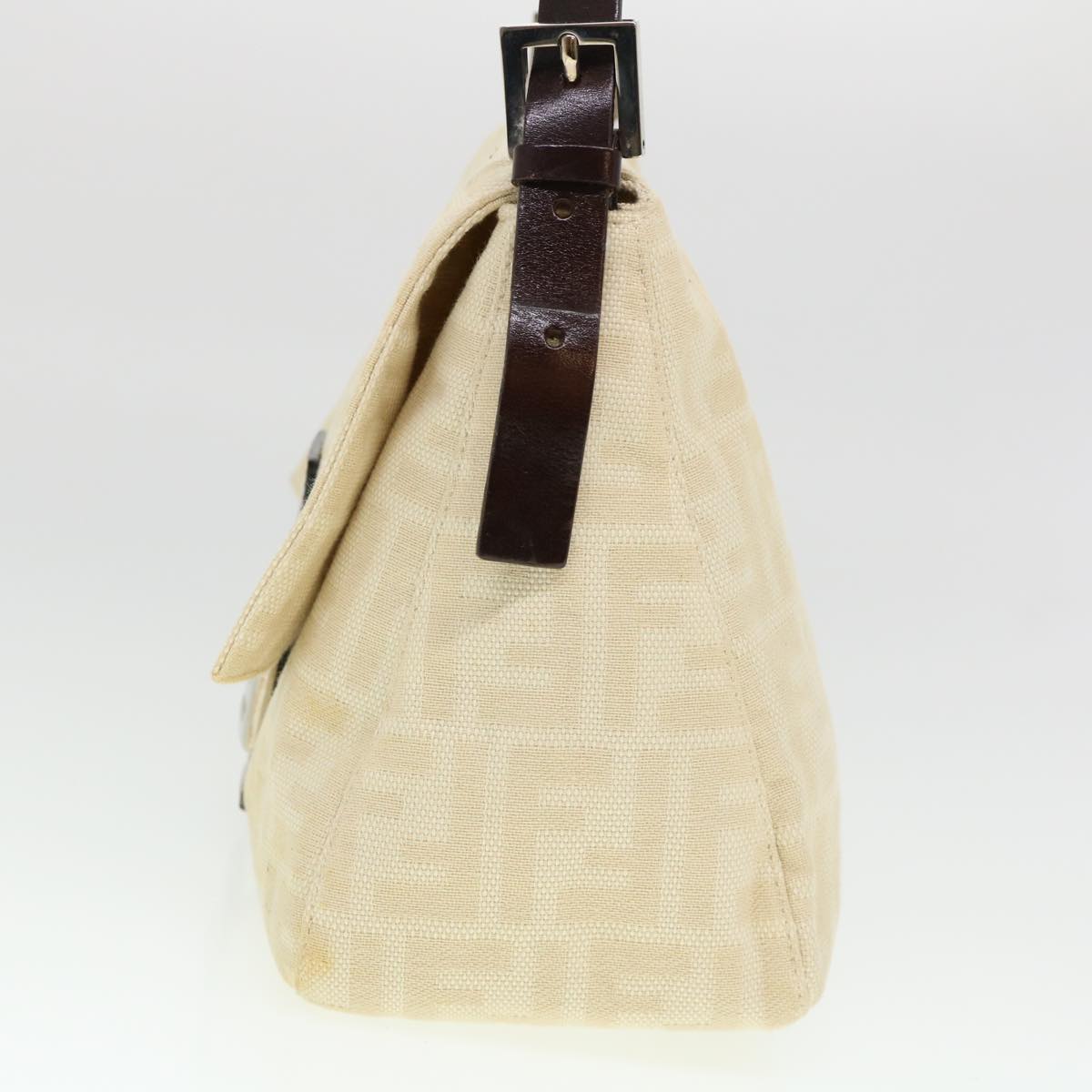 FENDI Zucca Canvas Mamma Baguette Shoulder Bag Cream 2119 26325 009 38788