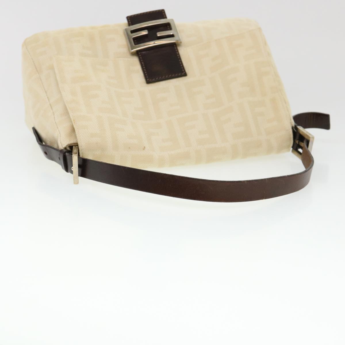 FENDI Zucca Canvas Mamma Baguette Shoulder Bag Cream 2119 26325 009 38788