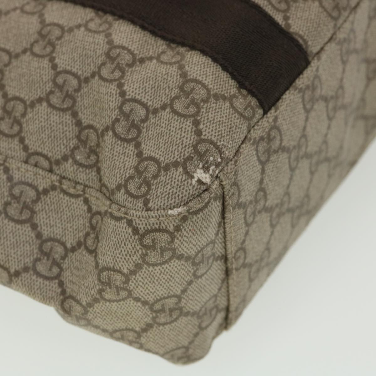 GUCCI GG Canvas Hand Bag PVC Leather Beige 141976 38817