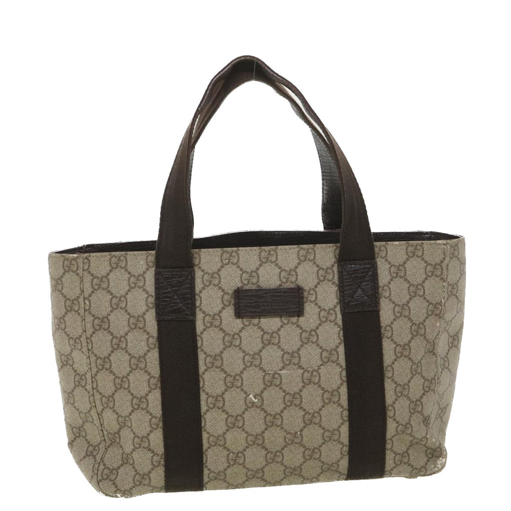 GUCCI GG Canvas Hand Bag PVC Leather Beige 141976 38817
