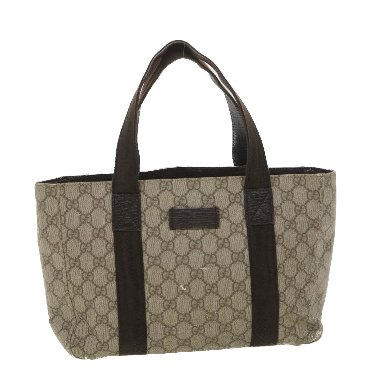 GUCCI GG Canvas Hand Bag PVC Leather Beige 141976 38817