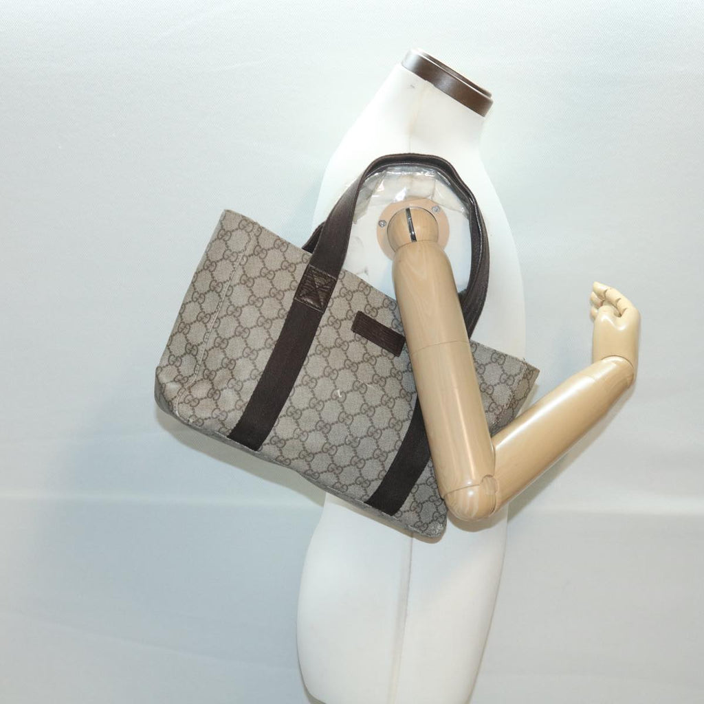 GUCCI GG Canvas Hand Bag PVC Leather Beige 141976 38817