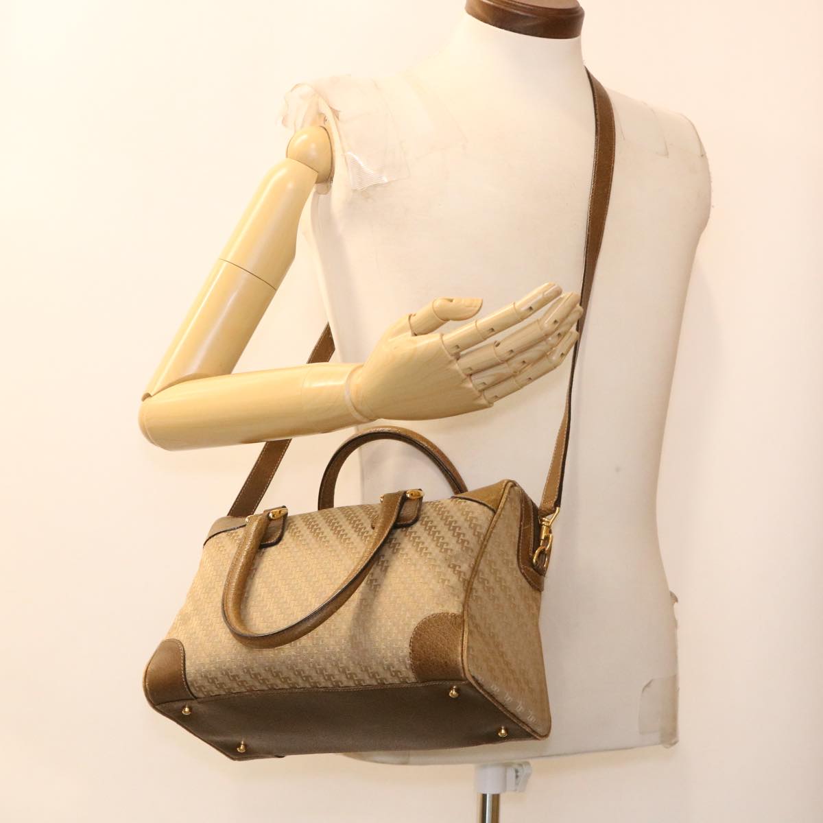 GUCCI Hand Bag Canvas 2way Beige 38861