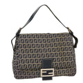 FENDI Zucchino Canvas Mamma Baguette Shoulder Bag Nylon Navy 26325 38903