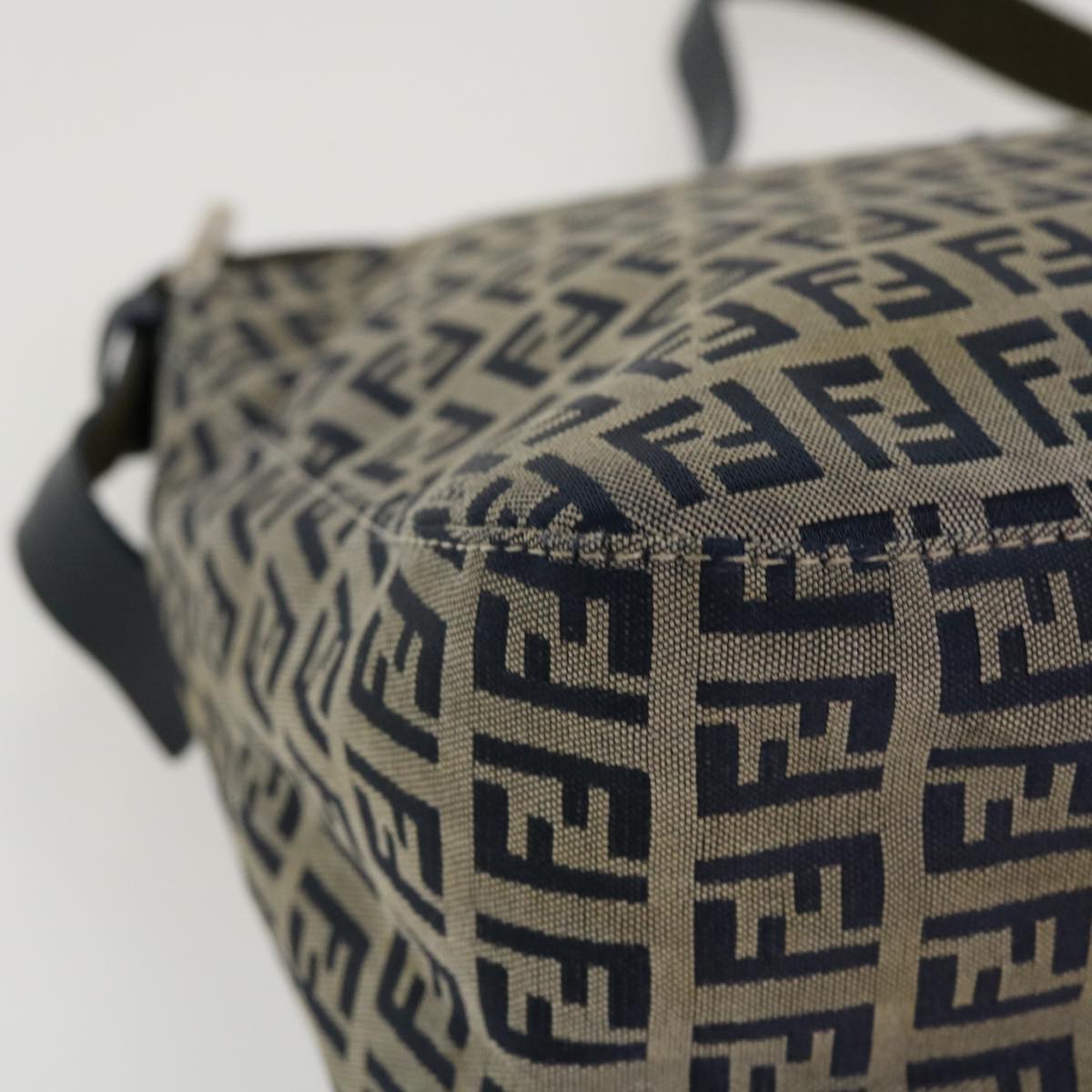 FENDI Zucchino Canvas Mamma Baguette Shoulder Bag Nylon Navy 26325 38903