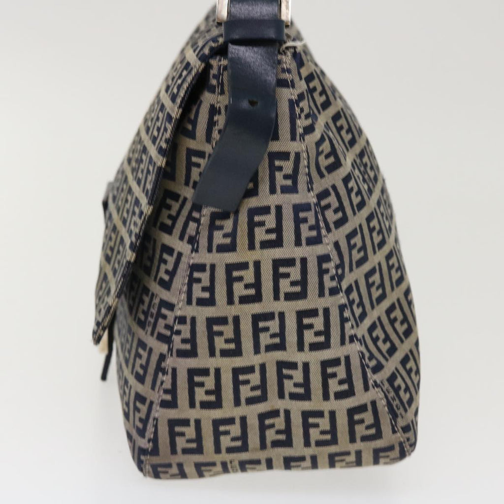 FENDI Zucchino Canvas Mamma Baguette Shoulder Bag Nylon Navy 26325 38903