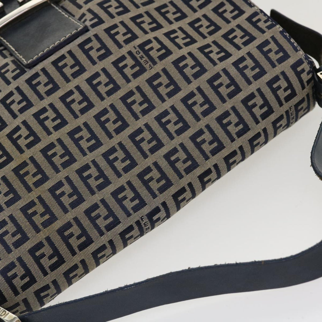 FENDI Zucchino Canvas Mamma Baguette Shoulder Bag Nylon Navy 26325 38903