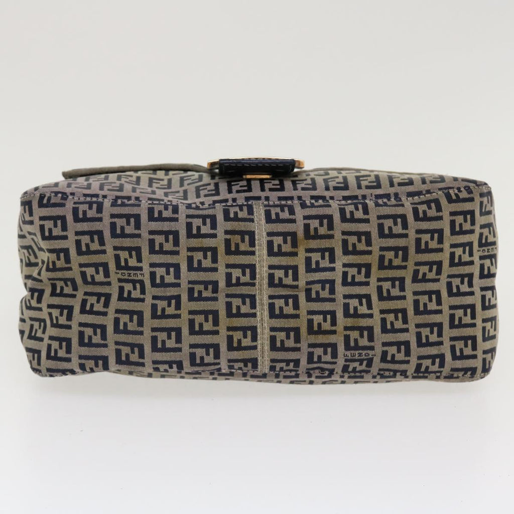 FENDI Zucchino Canvas Mamma Baguette Shoulder Bag Nylon Navy 26325 38903