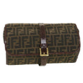 FENDI Zucca Canvas Clutch Bag Black Brown 38923