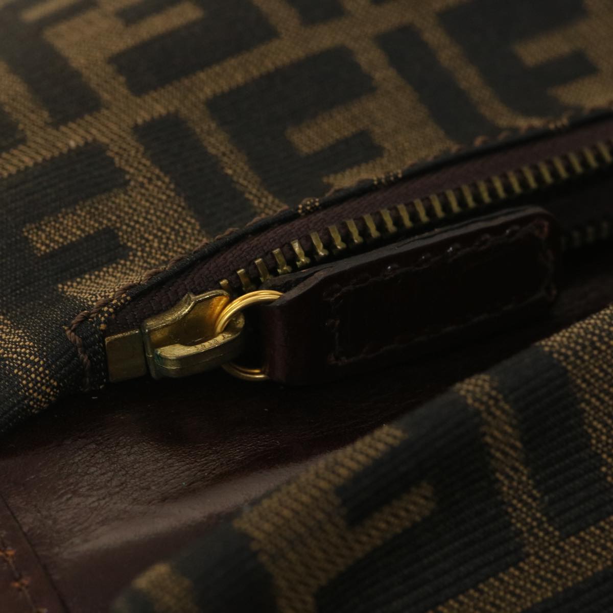 FENDI Zucca Canvas Clutch Bag Black Brown 38923