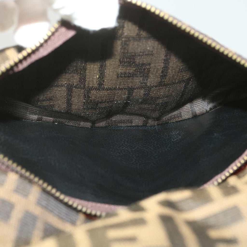 FENDI Zucca Canvas Clutch Bag Black Brown 38923