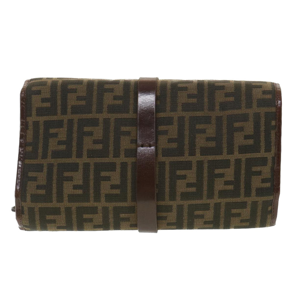 FENDI Zucca Canvas Clutch Bag Black Brown 38923