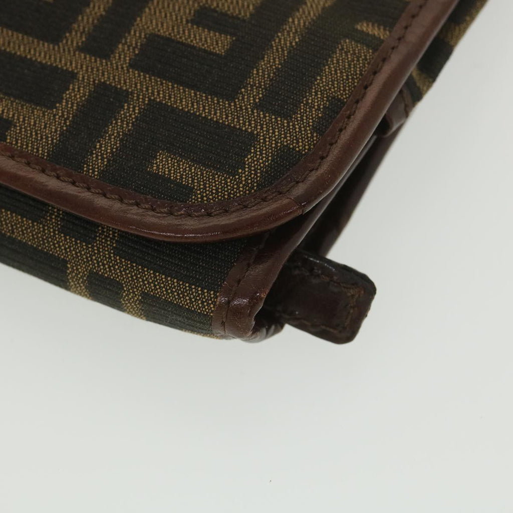 FENDI Zucca Canvas Clutch Bag Black Brown 38923