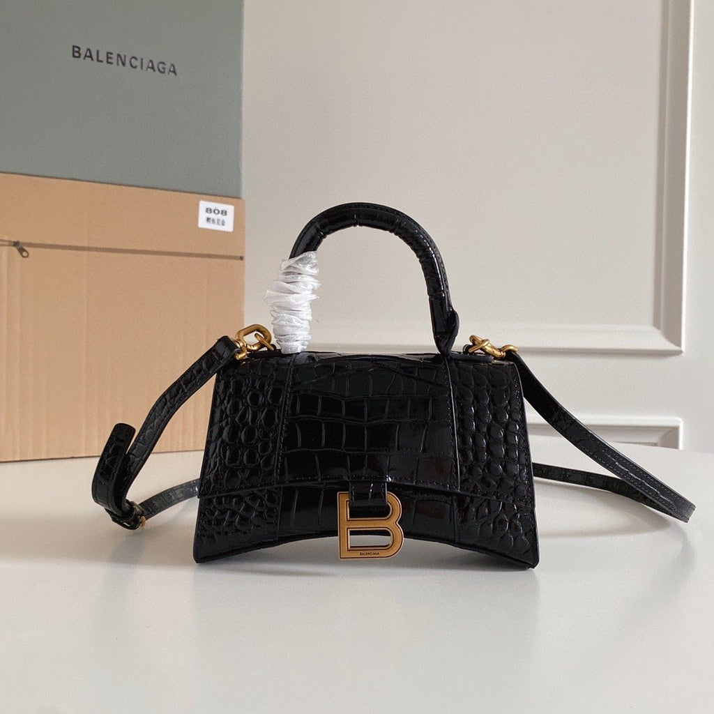 Balen Hourglass XS Handbag In Black, For Women, WomenÃƒÂ¢Ã¢â€šÂ¬Ã¢â€žÂ¢s Bags 7.4in/19cm