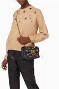 Pinko Mini Love Brooches Quilted Bag in Leather