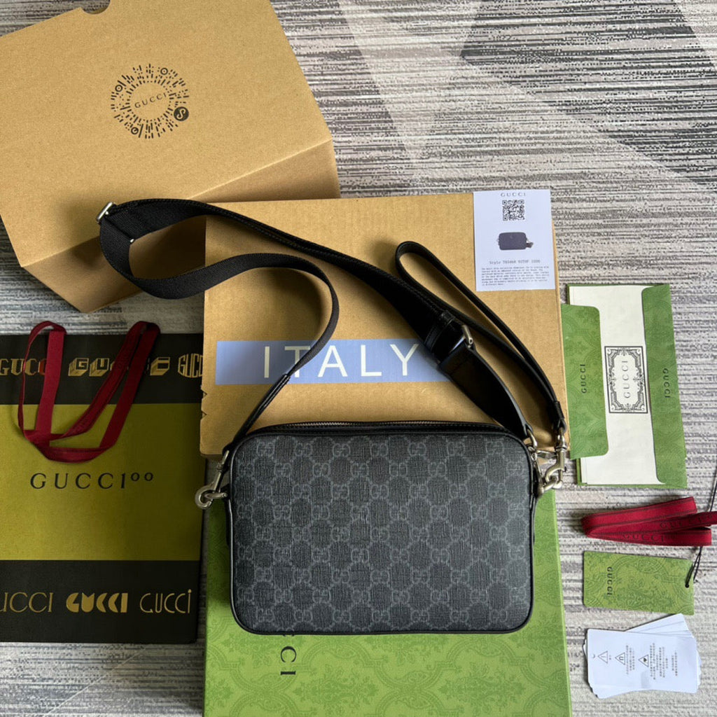 gg Shoulder Bag With Interlocking G Black gg Supreme Canvas For Women  9.6in/24.5cm gg 703468 92THF 1000