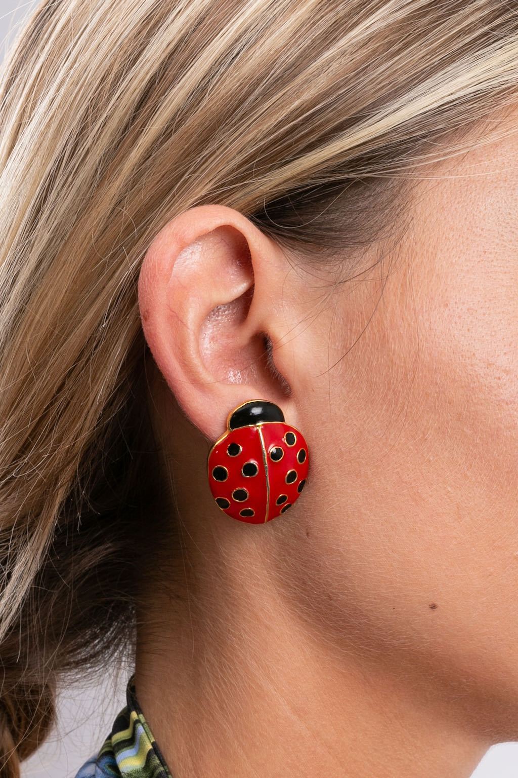 Boucles d'oreilles coccinelles Yves Saint Laurent