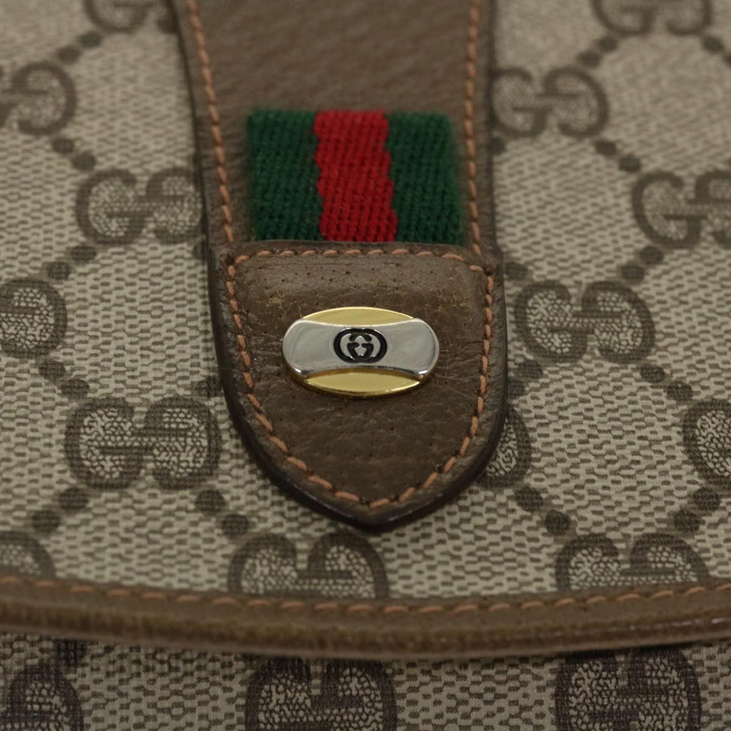 GUCCI Web Sherry Line GG Canvas Clutch Bag PVC Leather Beige Green 39026