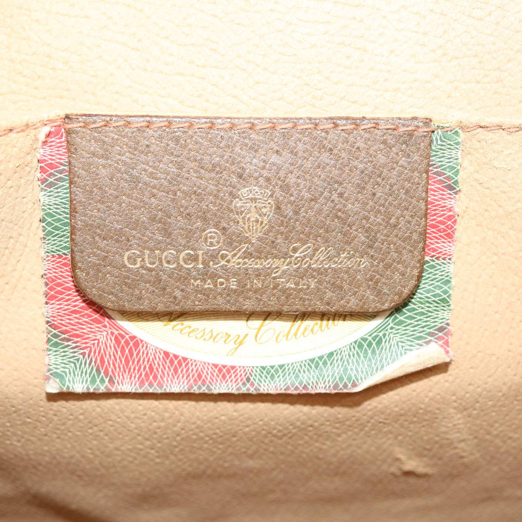 GUCCI Web Sherry Line GG Canvas Clutch Bag PVC Leather Beige Green 39026