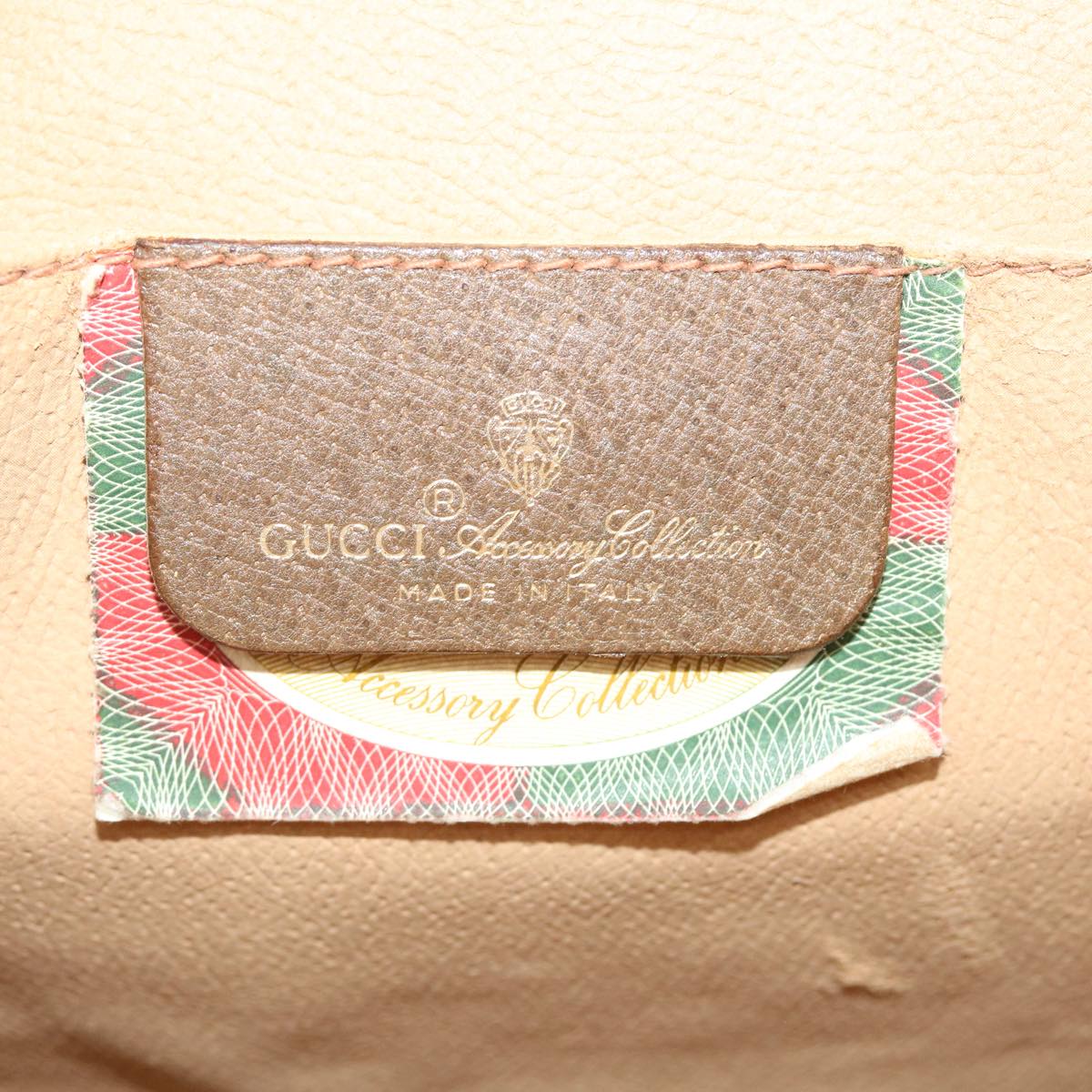 GUCCI Web Sherry Line GG Canvas Clutch Bag PVC Leather Beige Green 39026