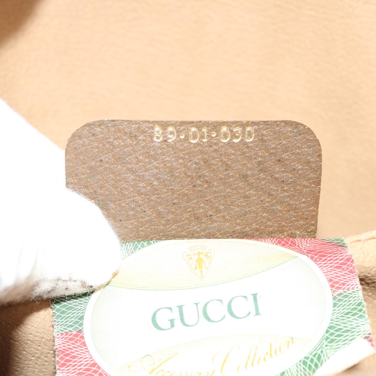 GUCCI Web Sherry Line GG Canvas Clutch Bag PVC Leather Beige Green 39026