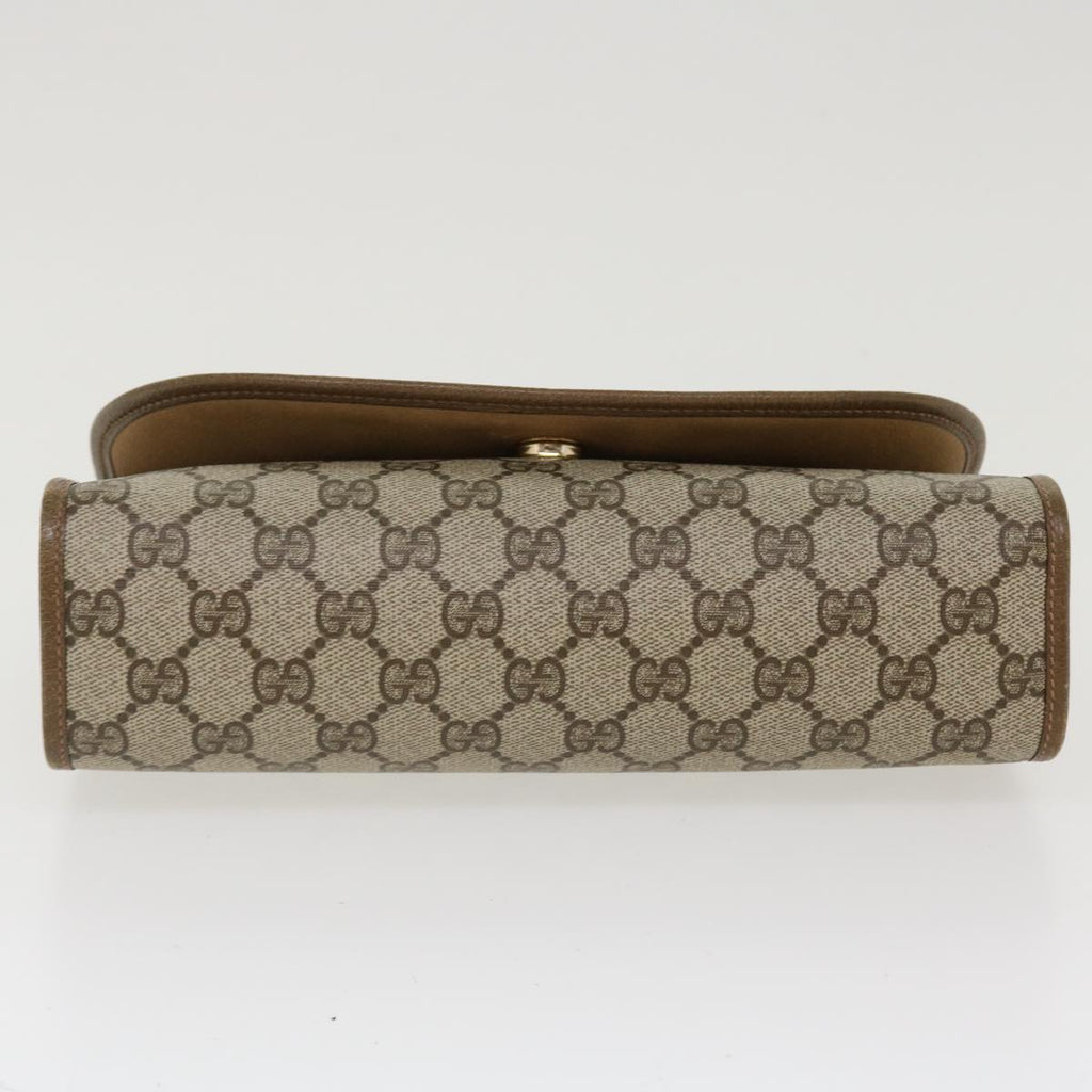 GUCCI Web Sherry Line GG Canvas Clutch Bag PVC Leather Beige Green 39026