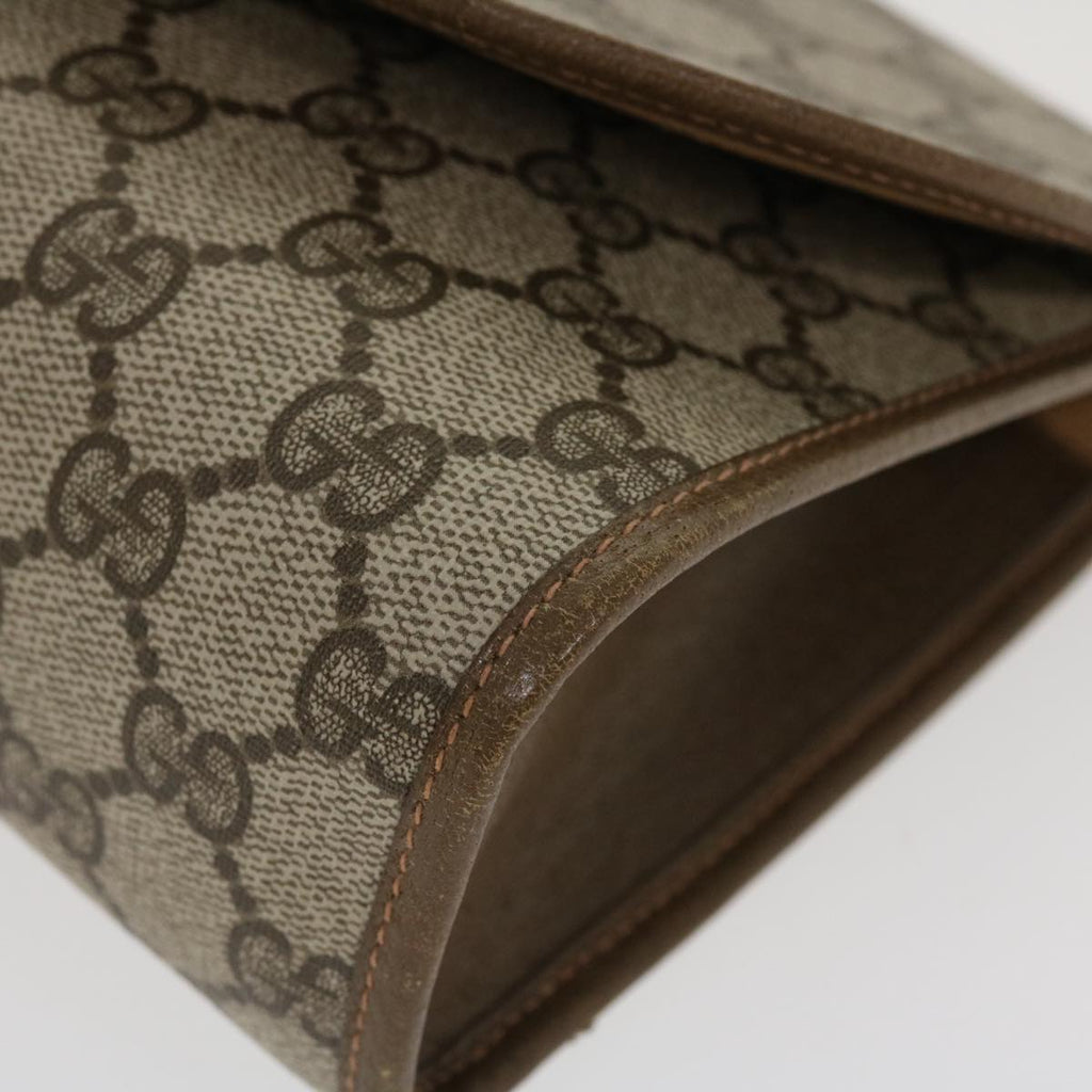 GUCCI Web Sherry Line GG Canvas Clutch Bag PVC Leather Beige Green 39026