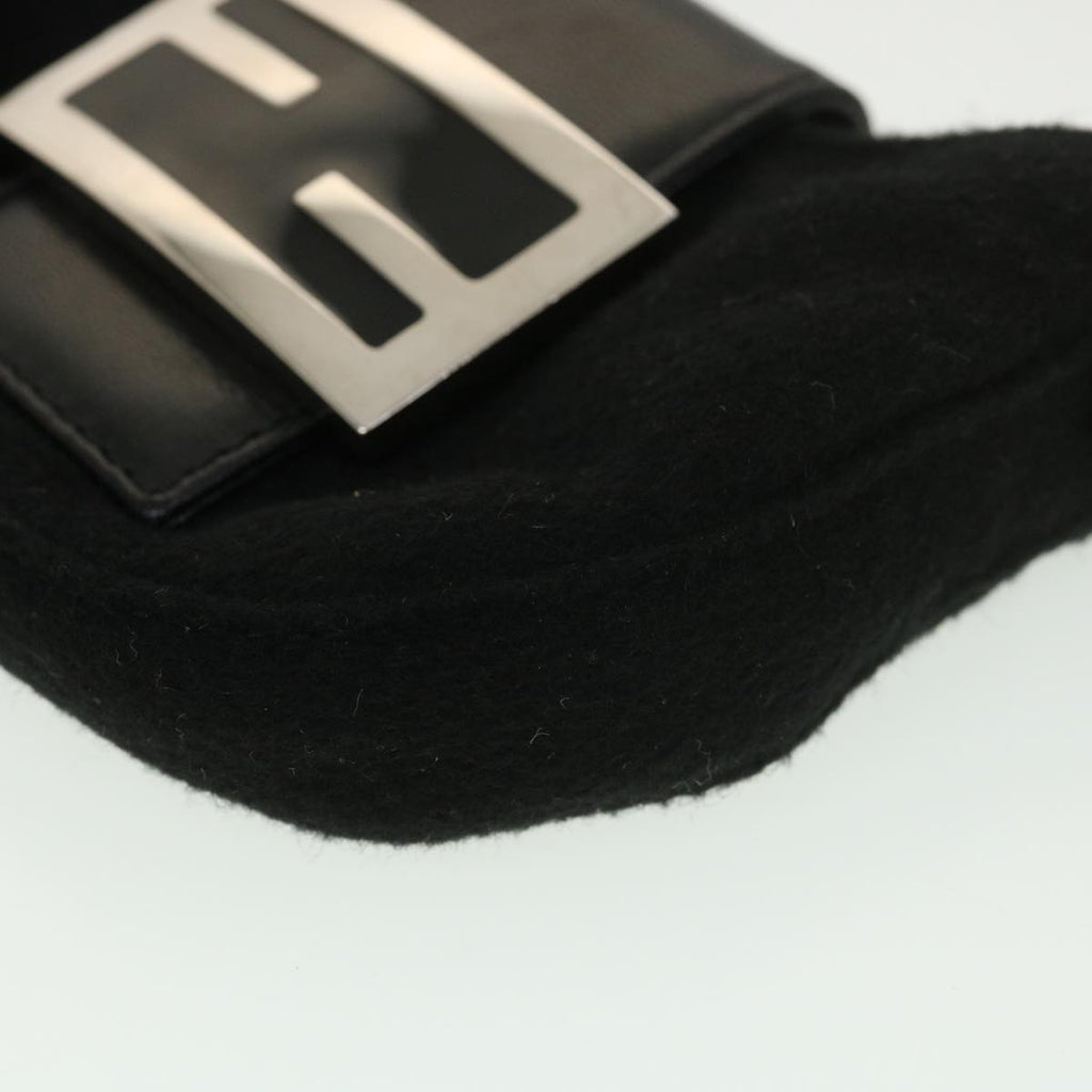 FENDI Mini Mamma Baguette Shoulder Bag Wool Black 39065