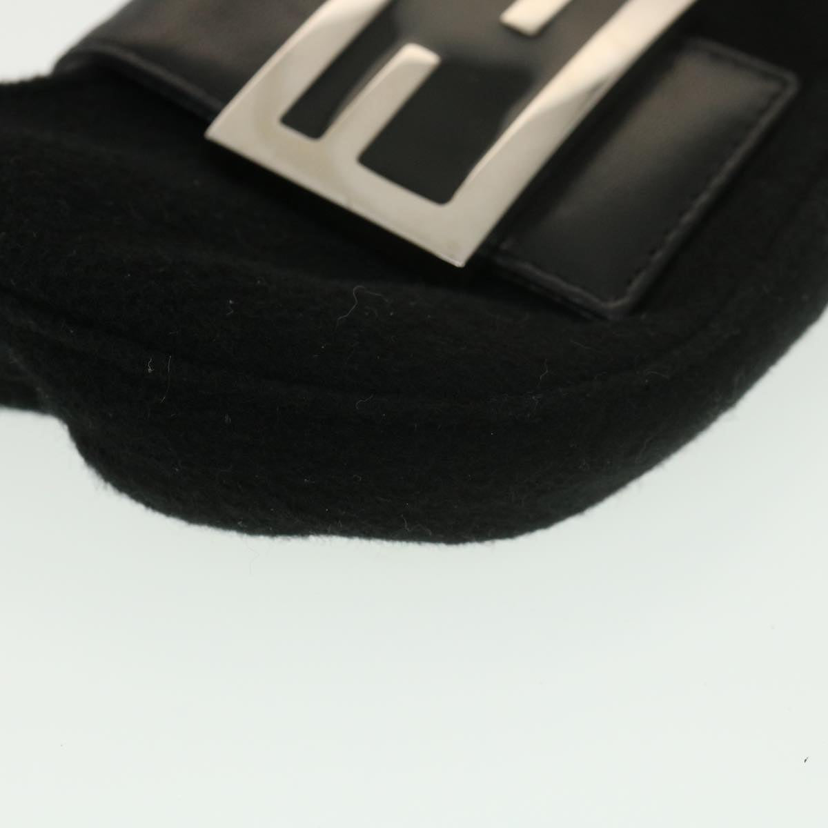 FENDI Mini Mamma Baguette Shoulder Bag Wool Black 39065