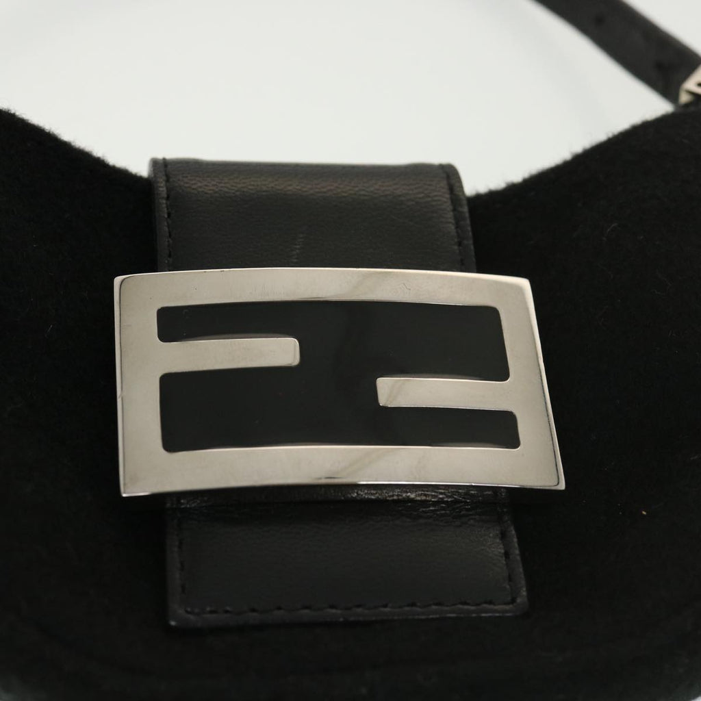 FENDI Mini Mamma Baguette Shoulder Bag Wool Black 39065