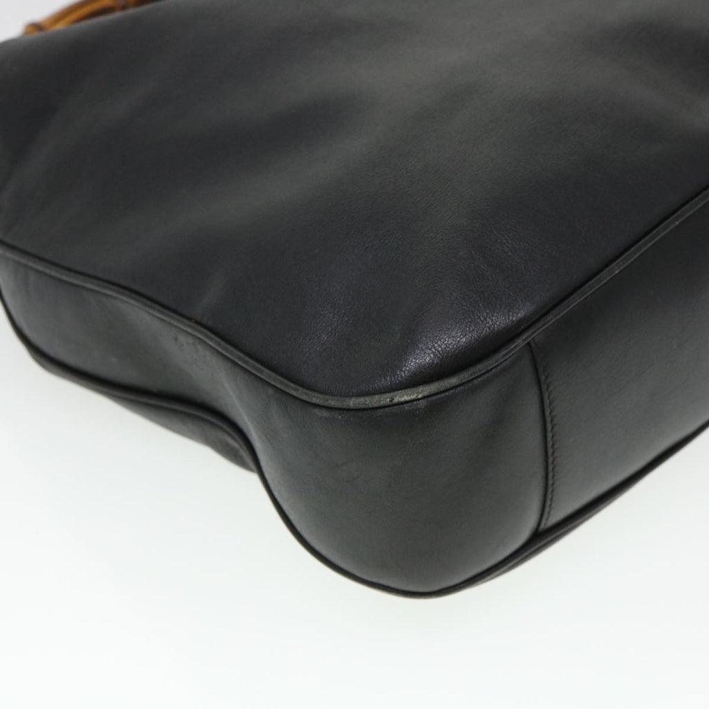 GUCCI Bamboo Shoulder Bag Leather 2way Black 001 1014 1577 39136