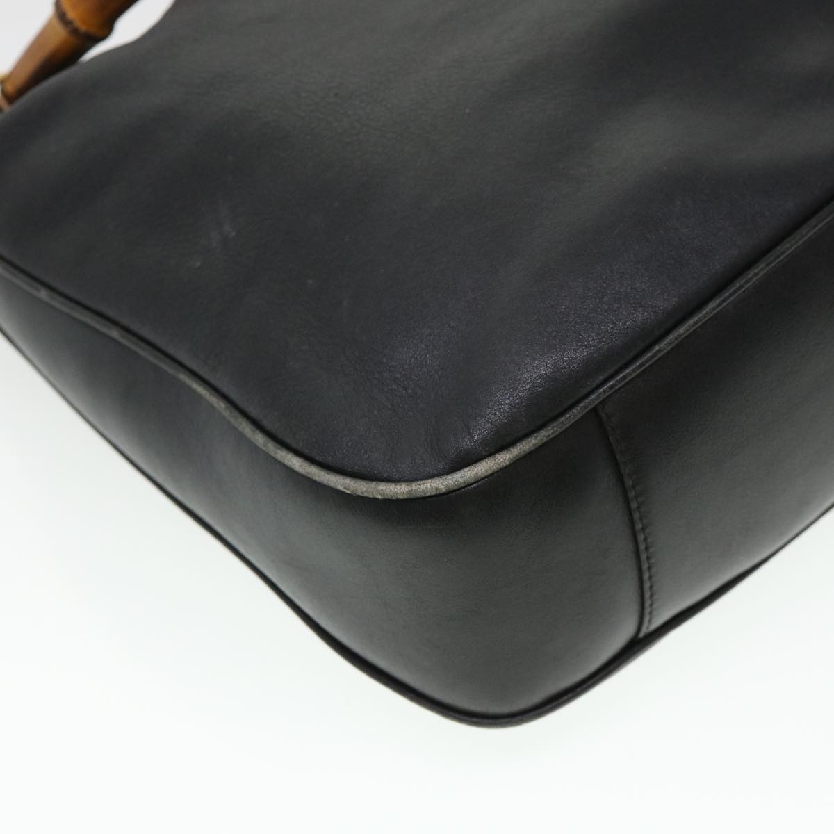 GUCCI Bamboo Shoulder Bag Leather 2way Black 001 1014 1577 39136
