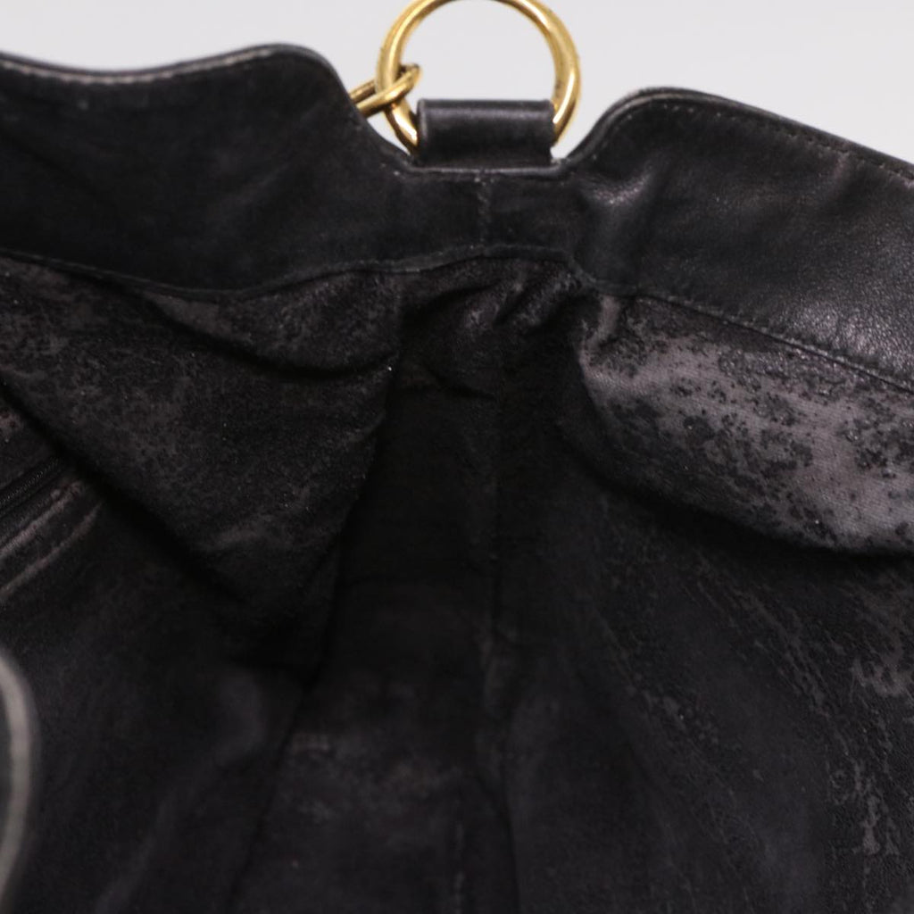 GUCCI Bamboo Shoulder Bag Leather 2way Black 001 1014 1577 39136