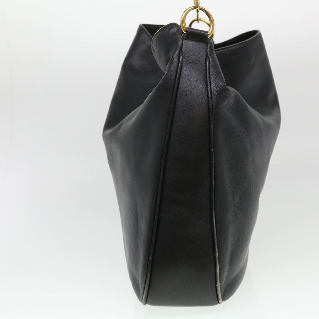 GUCCI Bamboo Shoulder Bag Leather 2way Black 001 1014 1577 39136