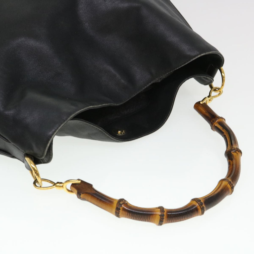 GUCCI Bamboo Shoulder Bag Leather 2way Black 001 1014 1577 39136