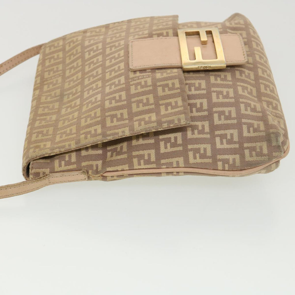 FENDI Zucchino Canvas Mamma Baguette Shoulder Bag Beige 39139