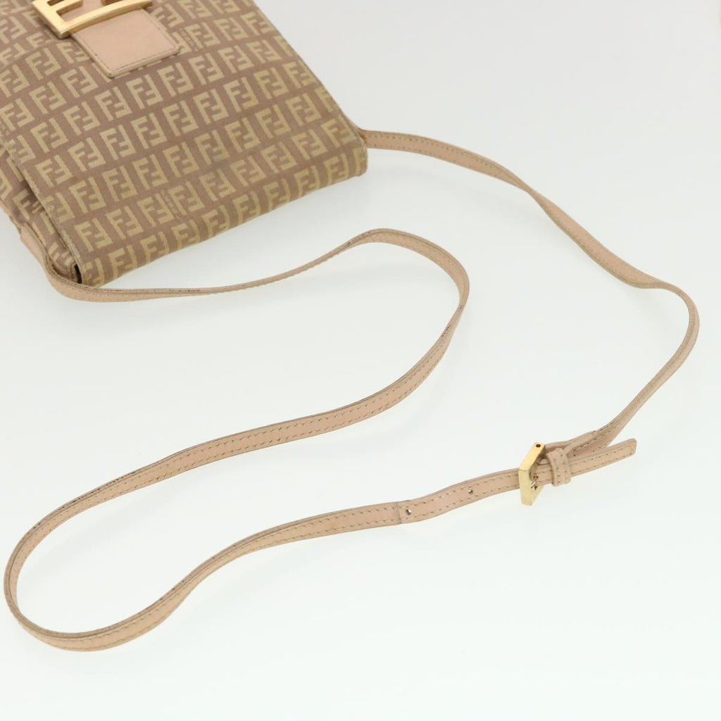 FENDI Zucchino Canvas Mamma Baguette Shoulder Bag Beige 39139