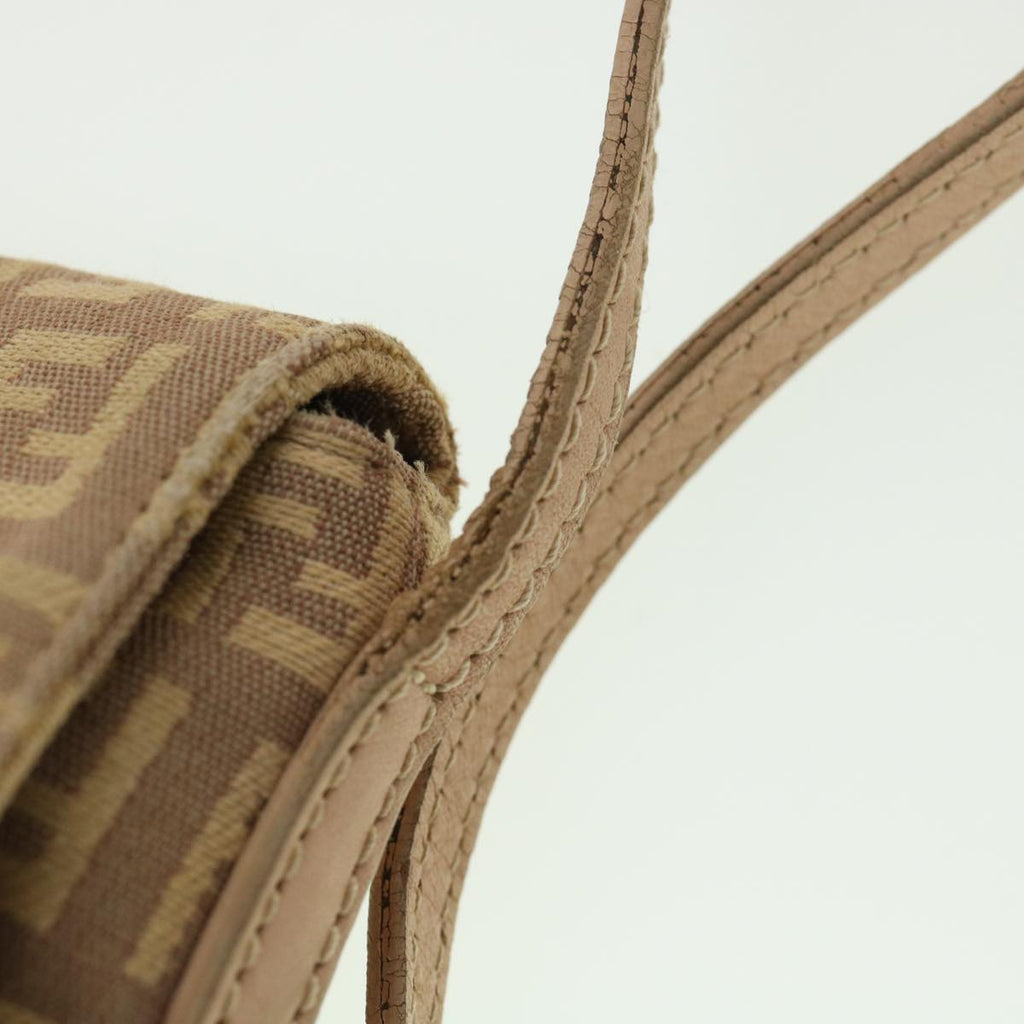 FENDI Zucchino Canvas Mamma Baguette Shoulder Bag Beige 39139