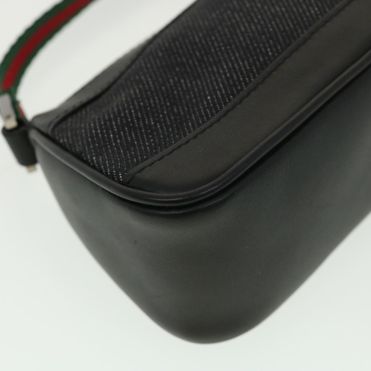 GUCCI Web Sherry Line Accessory Pouch Canvas Black Green Red 92820 39216