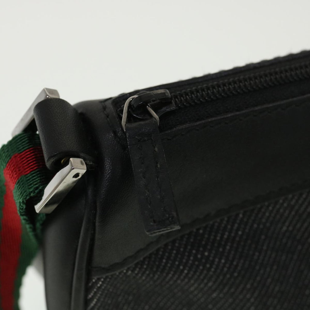GUCCI Web Sherry Line Accessory Pouch Canvas Black Green Red 92820 39216