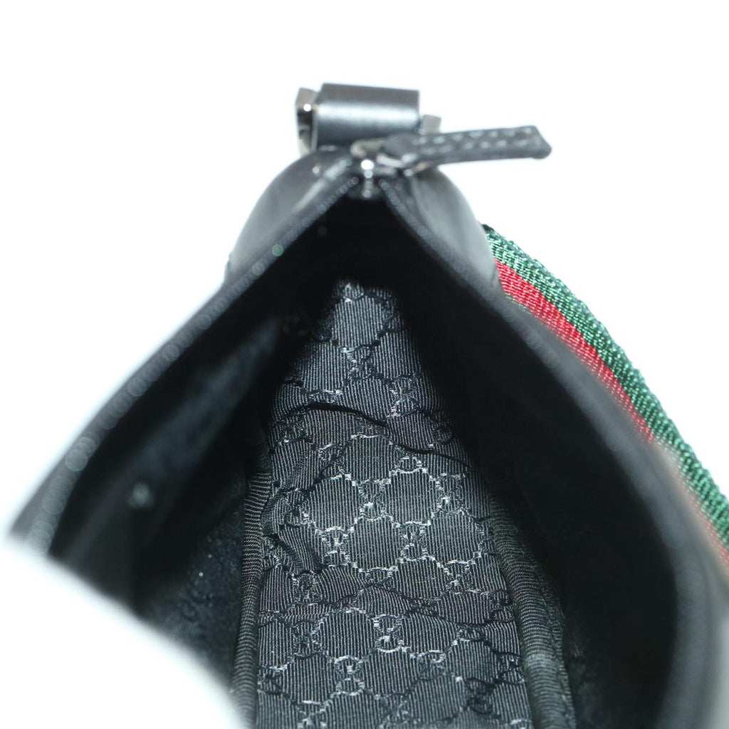 GUCCI Web Sherry Line Accessory Pouch Canvas Black Green Red 92820 39216